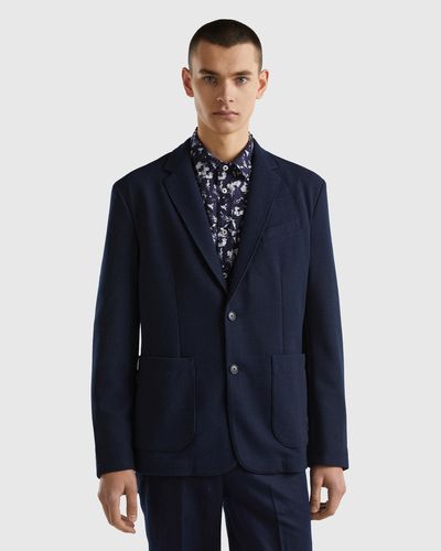 Benetton Blazer Coupe Regular - Bleu