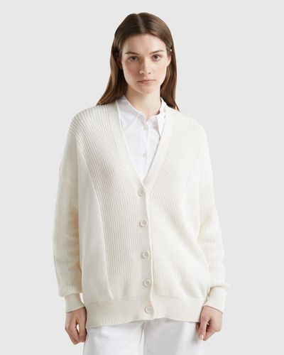 Benetton Creamy White 100% Cotton Cardigan