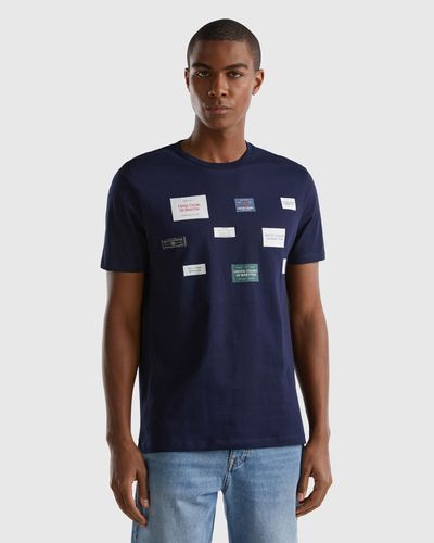 Benetton T-shirt Coupe Regular À Imprimé - Bleu