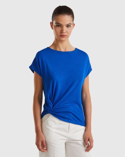 Benetton Fließendes T-shirt Mit Knoten - Blau