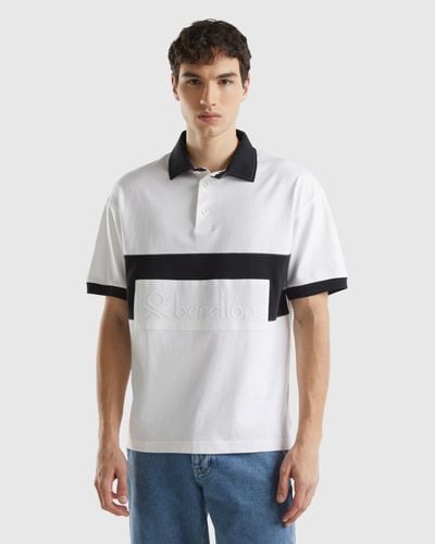 Benetton Black And White Rugby Polo