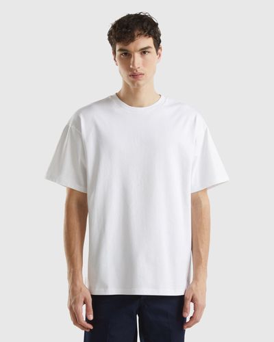 Benetton Camiseta Oversize De Algodón Orgánico - Blanco