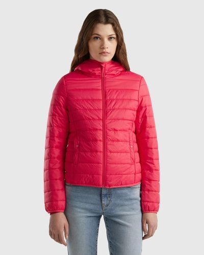 Benetton Puffer Jacket With Recycled Wadding - Red