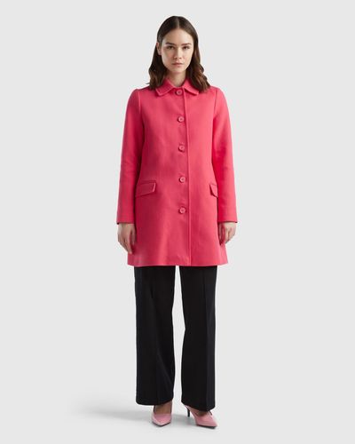Benetton Duster Coat In Pure Cotton - Red