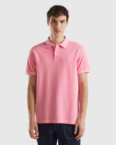 Benetton Regular Fit Polo In 100% Organic Cotton - Pink