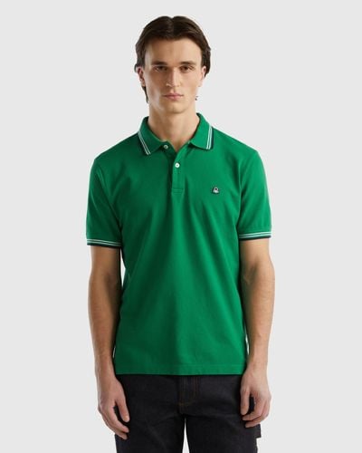 Benetton Short Sleeve Stretch Cotton Polo - Green