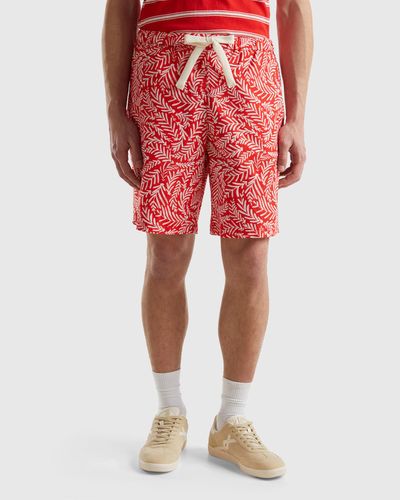 Benetton Short Patterned Trousers - Red