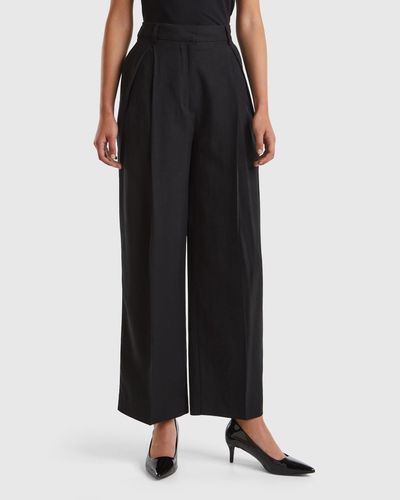 Benetton Trousers In Sustainable Viscose - Black