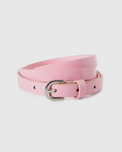 Benetton Pastel Pink Low Waist Patent Belt - Black