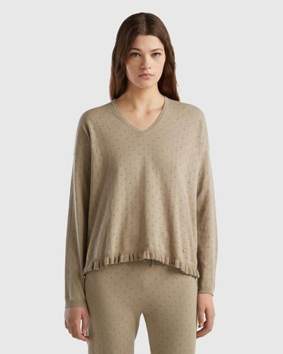 Benetton Jumper With Rouches - Natural