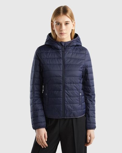 Benetton Puffer Jacket With Recycled Wadding - Blue