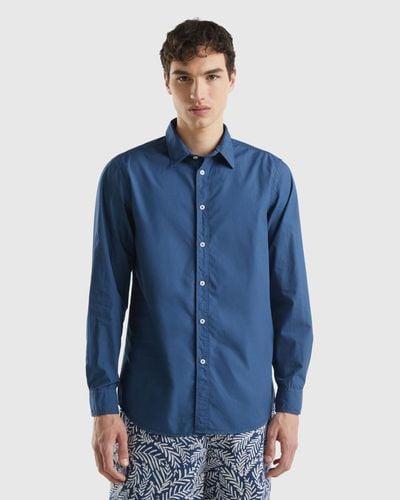 Benetton Slim Fit Shirt In 100% Cotton - Blue