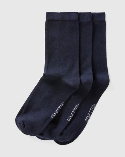 Benetton Sock Set In Organic Stretch Cotton Blend - Blue