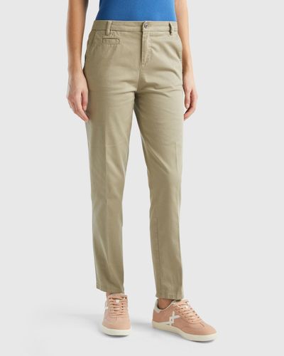 Benetton Sage Green Slim Fit Cotton Chinos - Black