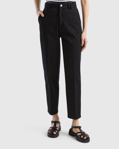 Benetton Chino Trousers In Cotton And Modal® - Black