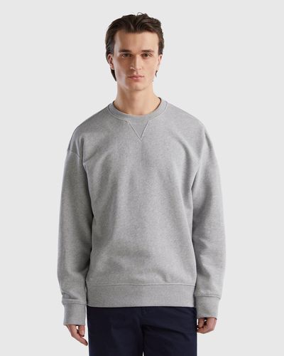 Benetton 100% Cotton Pullover Sweatshirt - Grey