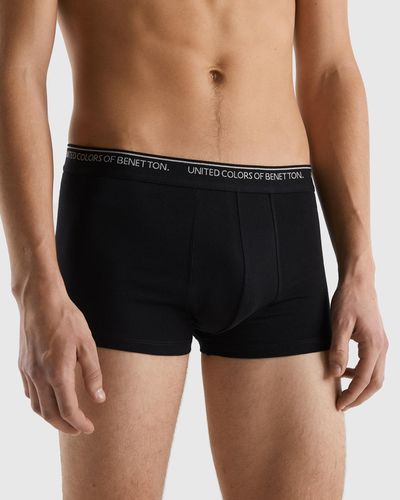 Benetton Fitted Boxers In Organic Cotton - Black