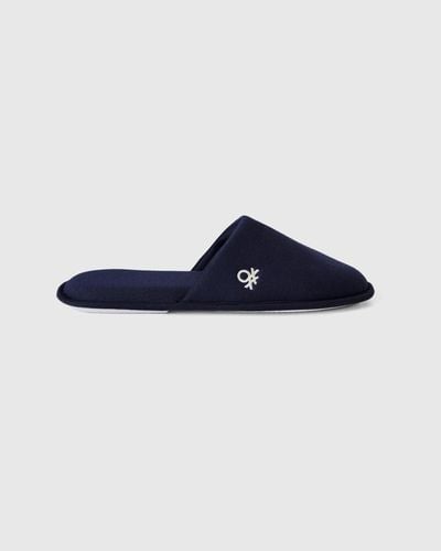 Benetton Slippers With Logo Embroidery - Black