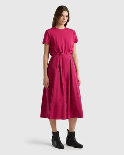 Benetton Long Cotton Dress - Red