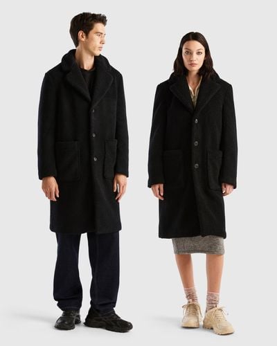 Benetton Manteau Teddy - Noir