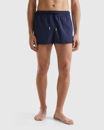 Benetton Swim Trunks With Side Bands - Blue