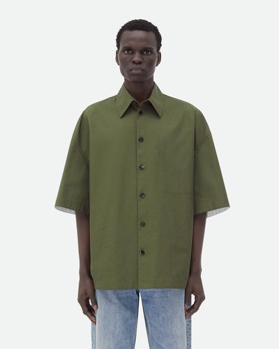 Bottega Veneta Camicia In Cotone Compatto - Verde
