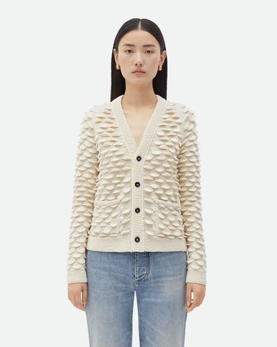 Bottega Veneta Cardigan Fish Scale In Lana - Blu