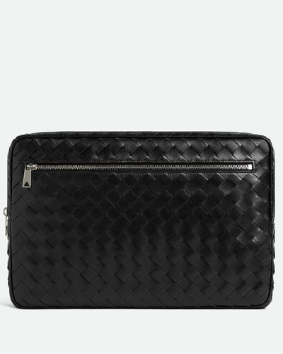 Bottega Veneta Custodia Per Laptop Intrecciato Con Zip - Nero