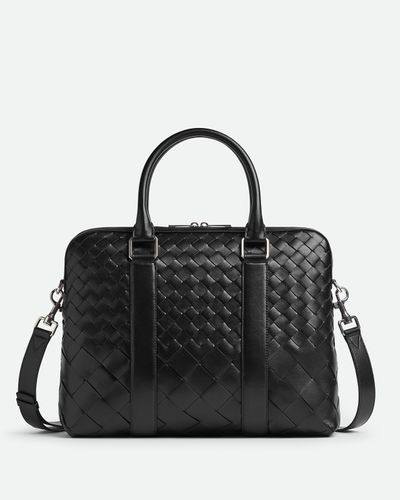 Bottega Veneta Borsa Business Intrecciato Slim - Nero