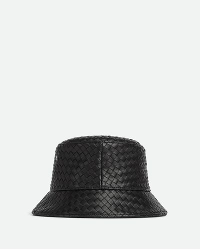 Bottega Veneta Cappello In Pelle Con Motivo Intrecciato - Nero