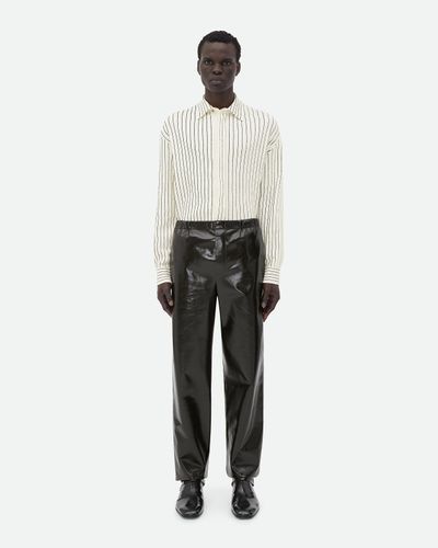 Bottega Veneta Pantaloni Elasticizzati In Pelle Lucida - Bianco