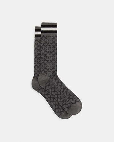 COACH Signature Calf Socks - Black