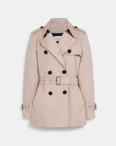 COACH Solid Short Trench Coat - Black