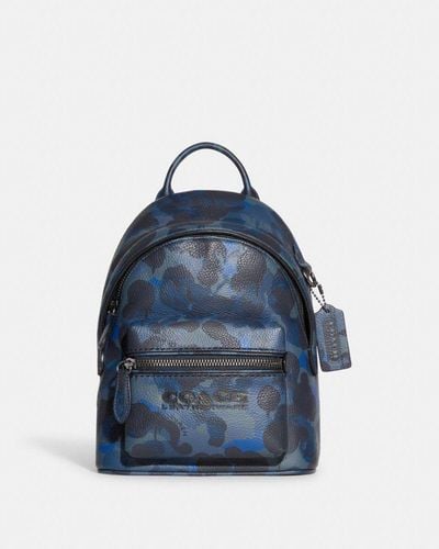 COACH Charter Backpack 18 With Camo Print - Blue