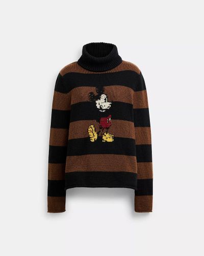 COACH Disney X Mickey Mouse Striped Turtleneck - Black