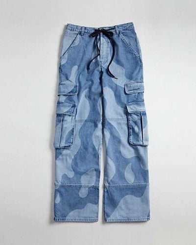 COACH Cargo Trousers In Wavy Wash - Blue