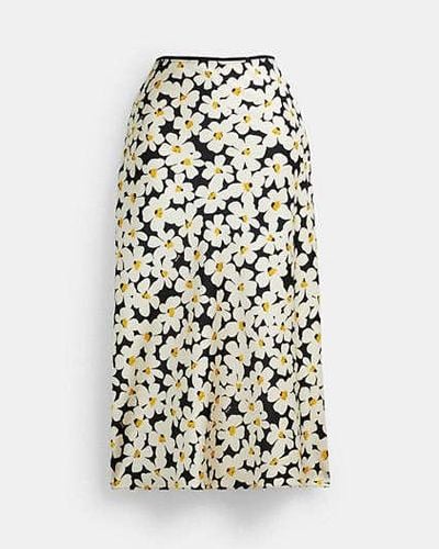 COACH Long Floral Midi Skirt - Black