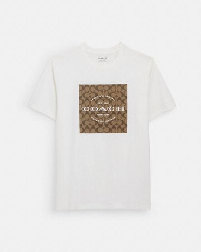 COACH T-shirt carré signature en coton biologique - Blanc