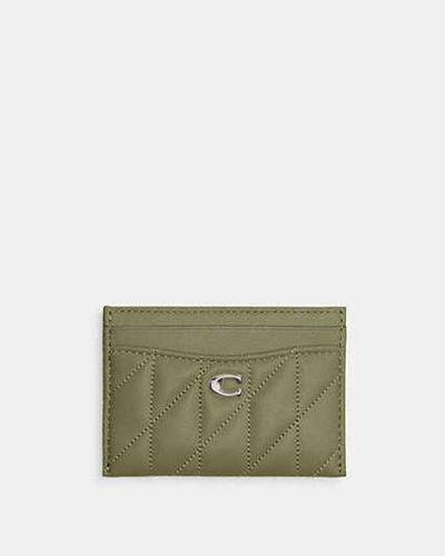 COACH Essential Card Case With Pillow Quilting - Green