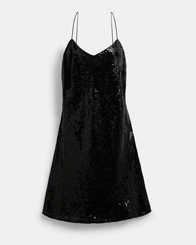 COACH Sequin Short Cami Dress - Black