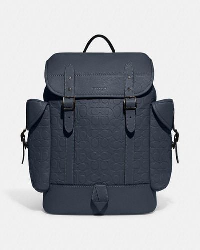 COACH Hitch Backpack In Signature Leather - Blue