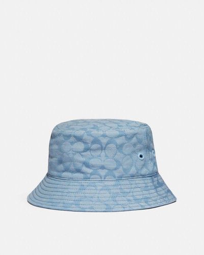 COACH Sombrero de pescador de tela vaquera de firma - Azul