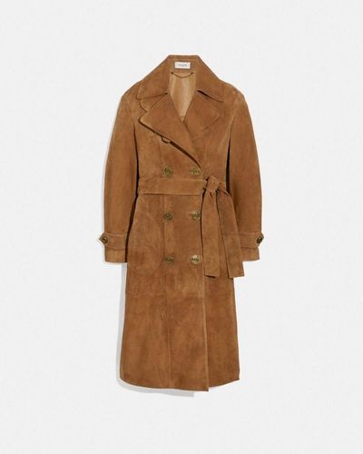 COACH Trench in camoscio - Marrone