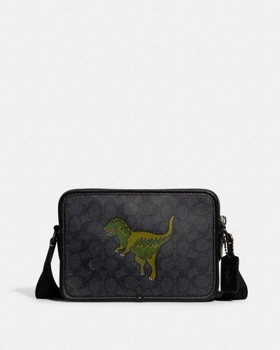 COACH Charter Crossbody 24 In Signature Canvas With Rexy - Black