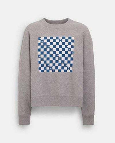 COACH Checkerboard Crewneck Sweatshirt - Black