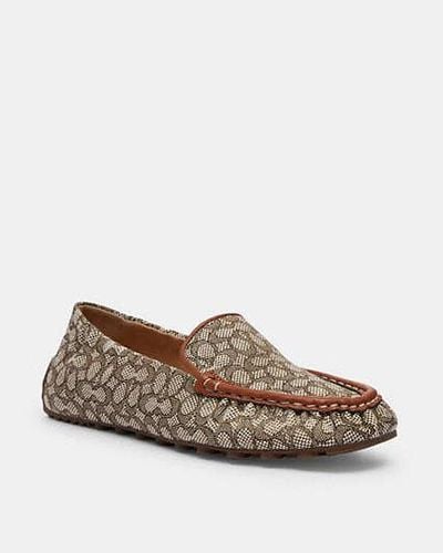COACH Ronnie Loafer - Brown, Size 10 | Signature Jacquard - Black