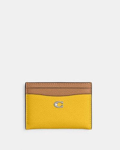 COACH Essential Card Case - Yellow | Leather - Black