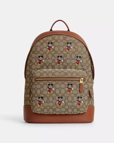 COACH Disney X Coach West Backpack With Print - Beige | Organic Cotton - Brown