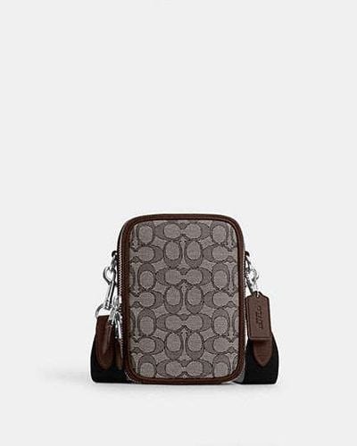 COACH Stanton Crossbody Bag - Brown | Jacquard Woven Fabric - Black