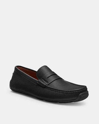 COACH Luca Leather Driver Loafer - Black